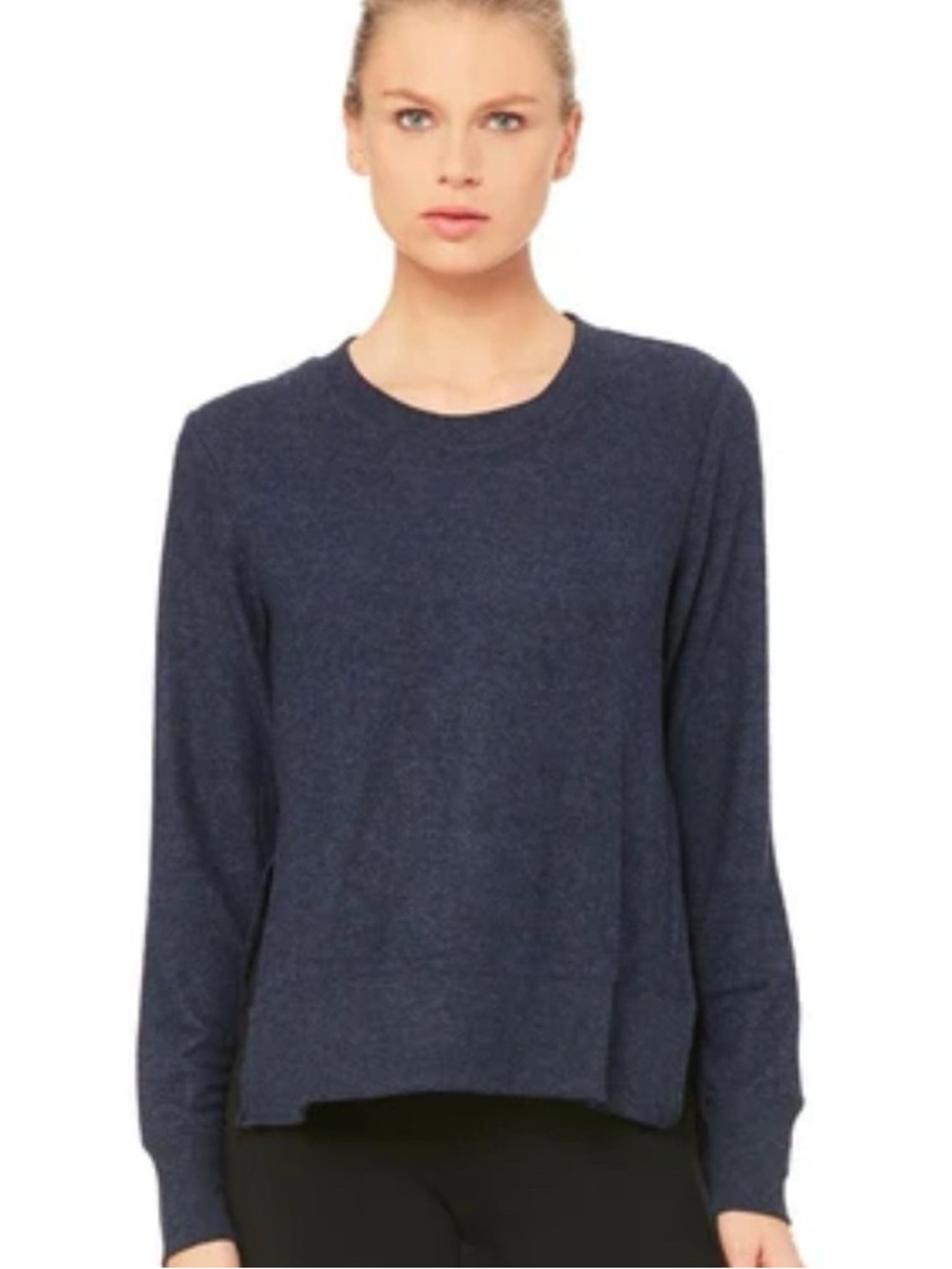 ALO Yoga Crewneck Long Sleeve Top in Navy Blue Best for size Medium